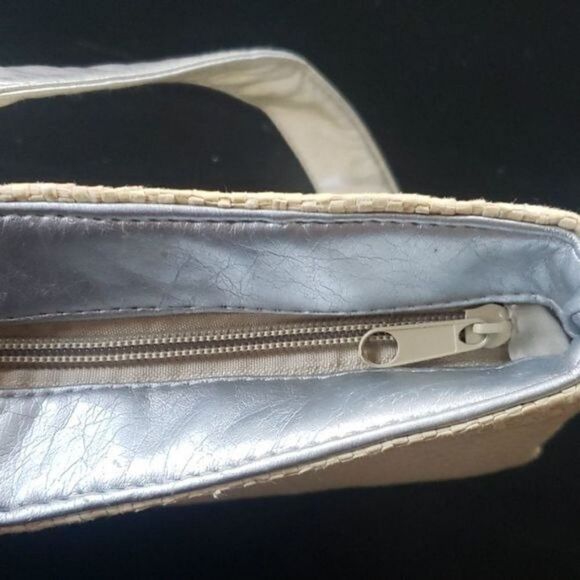 90s Y2K Boho Straw Blue Embroidered Purse Bag - Picture 6 of 9